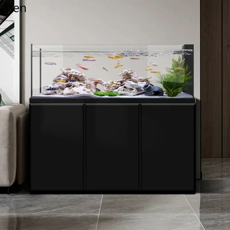 DSA   native stream tank fish tank living room new home floor glass ecological aquarium bottom filter ultra white