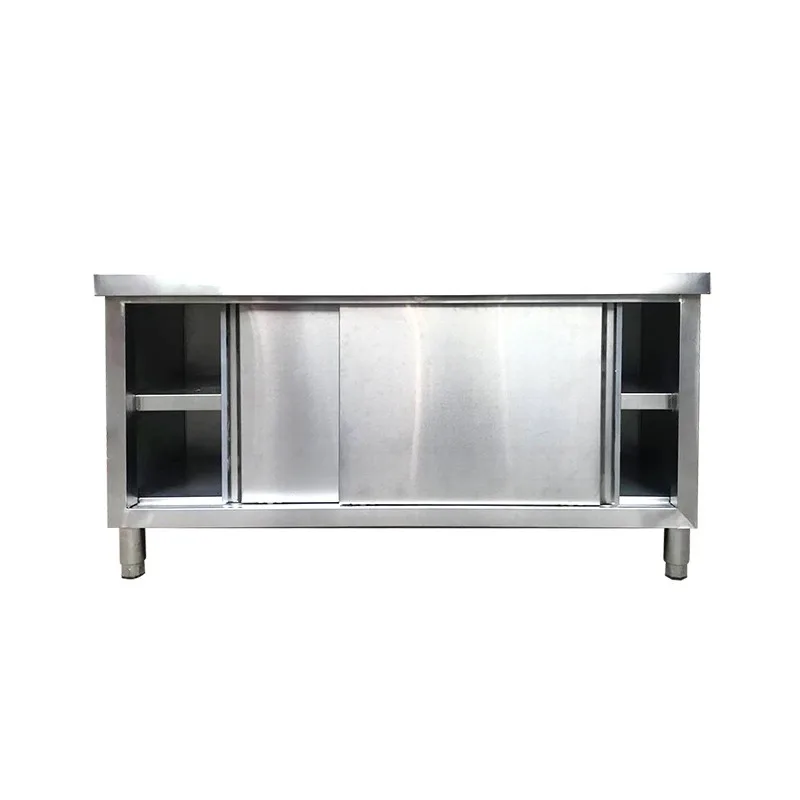 

Kitchen Cabinet Kitchen Cabinet With Workbench Hotel Cupboard Locker 304 Sliding Door Stainless Steel Commercial Cabinet
