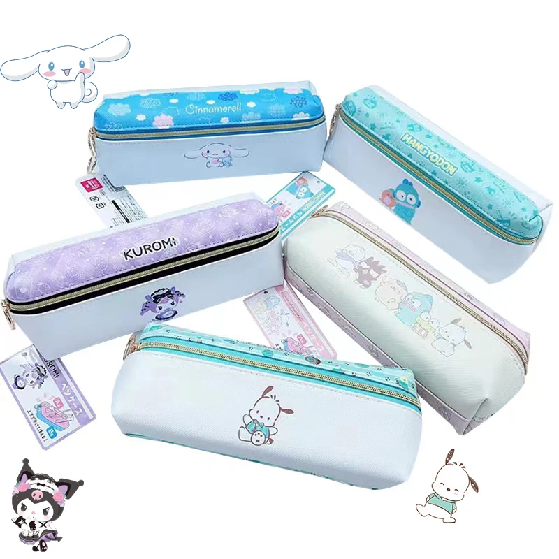 

Sanrios Cinnamoroll Kuromi Mymelody kawaii Cartoon PU Pencilcase double zipper Travel Cosmetic Bag Anime Toilet Bag Stationery