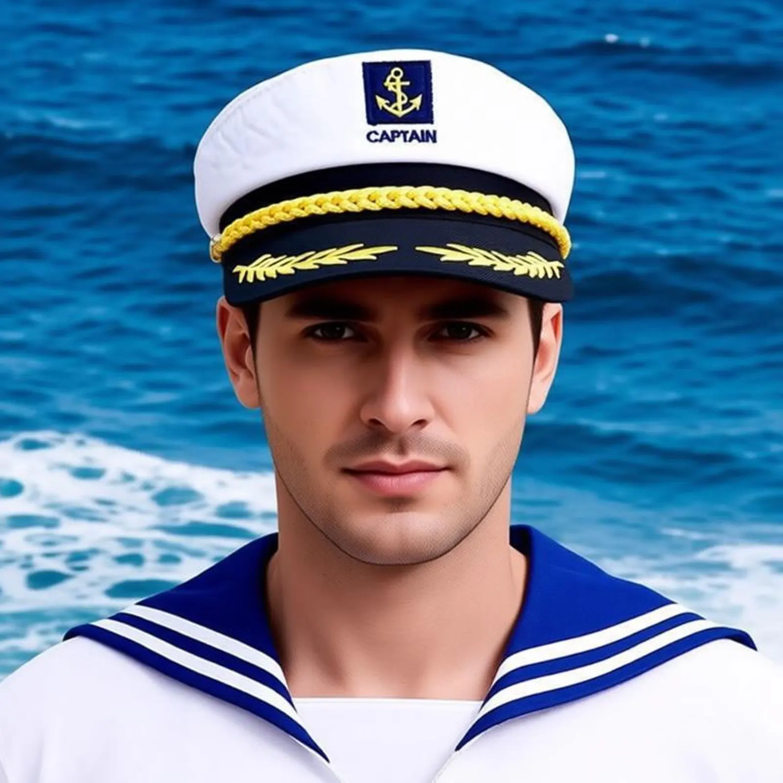 Navy Hat Yacht Military Hats Boat Skipper Ship Sailor Captain Costume Accessories Navy Marine Admiral Embroidered Captain's Cap