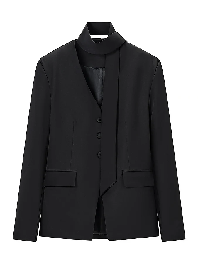 Business Women's Slim Fit Long Sleeve V-Neck Suit Jacket Office Wear Polyester Fiber Unique Design Autumn Season Outerwear