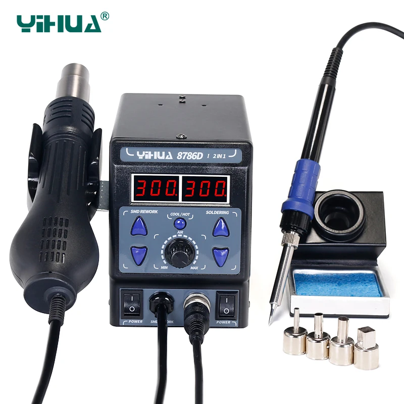 YIHUA 8786D-I New Soldering Station 2 in 1 Hot Air Rework Soldering Iron Welding Repair Tool BGA SMD Digital Desoldering Station