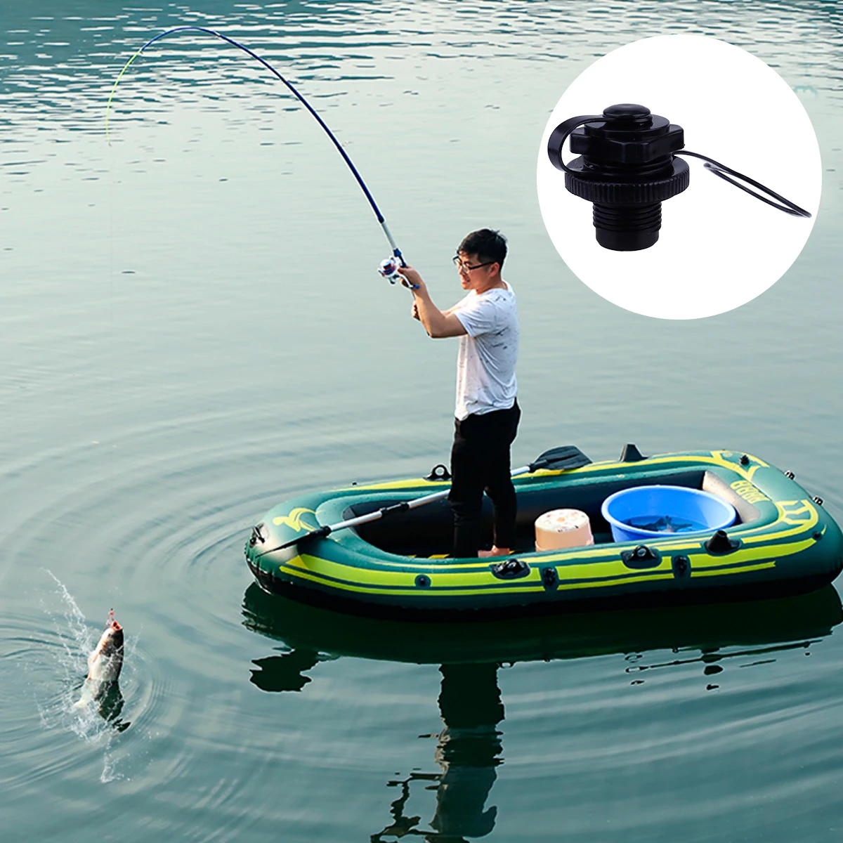 

2 pcs PVC Boat Air Valve 22MM Inflatable Kayak Accessories Anti-Leak Durable Safe Screw Cap Rubber Dinghy Toy Child Black