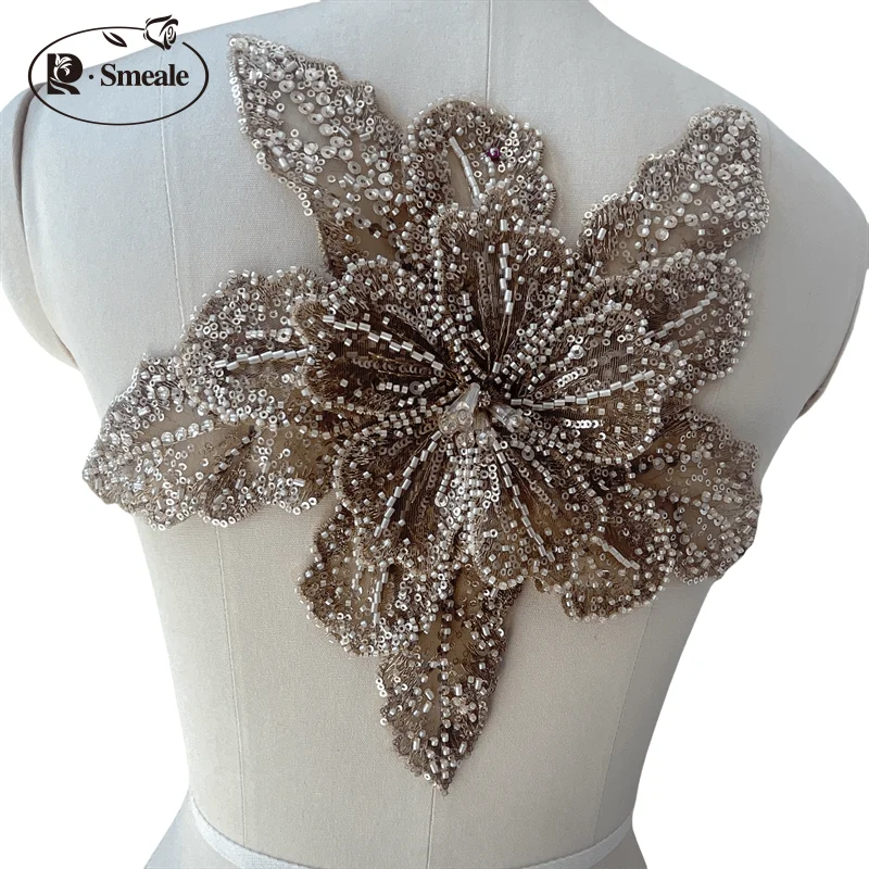Dreilagige bestickte Perlen-Pailletten, große Applikation, große Blumen, DIY-Kleidung, Kleid, Heimdekoration, Aufnäher-Zubehör RS 253202 – Detail 15