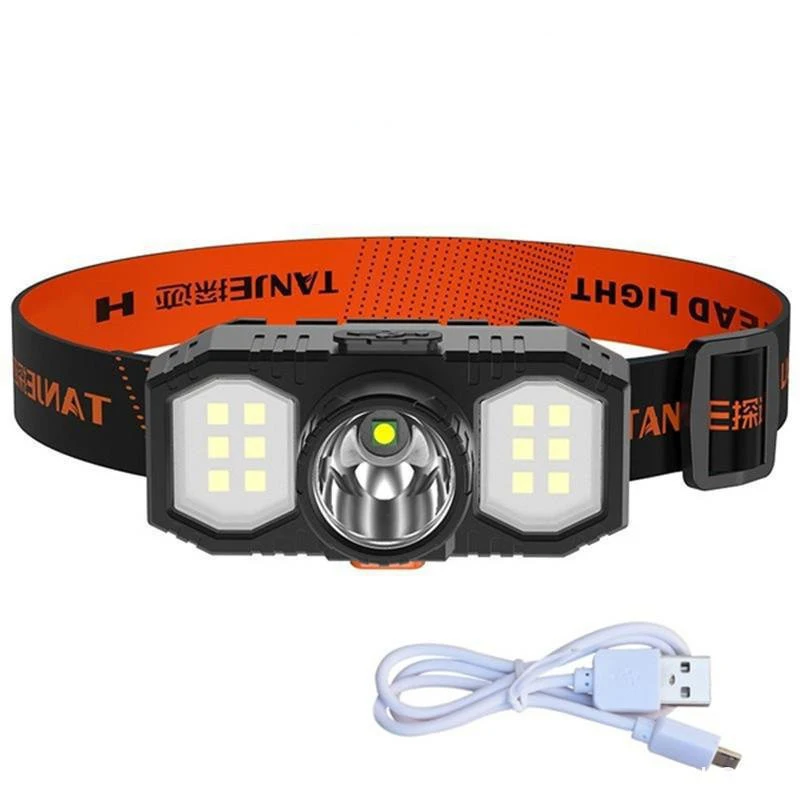 Portable USB Rechargeable IP65 Waterproof 3 Modes Powerful Headlamp LED Fishing Headlight Head-mounted Lamp for Outdoor Camping