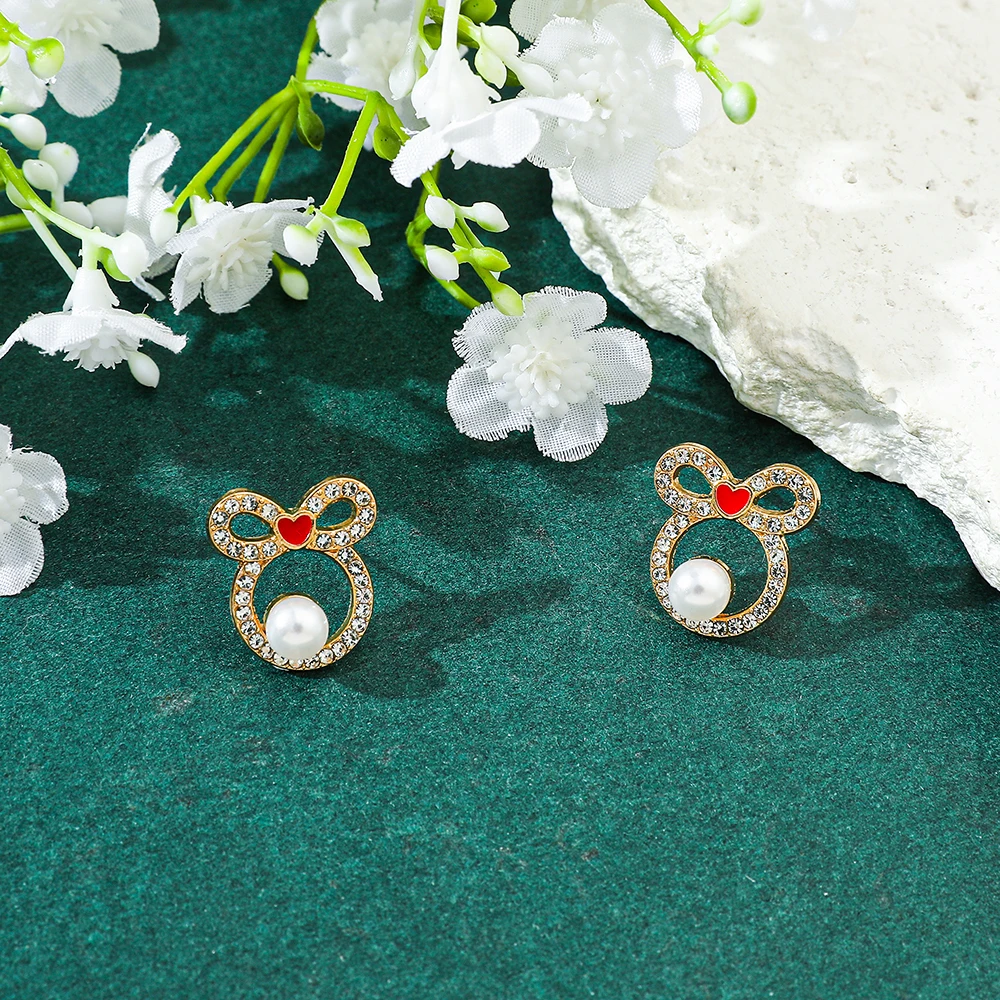 Disney Mickey Mouse Cartoon Earrings Classic Rhinestone Jewellery Earrings Romantic Girls Dress Up Gift