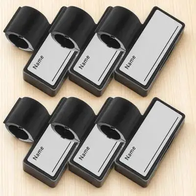 

6pcs Stethoscope Marker Name Tags Blank Double sided Labels ABS Material Portable Clips Black Cards Holder