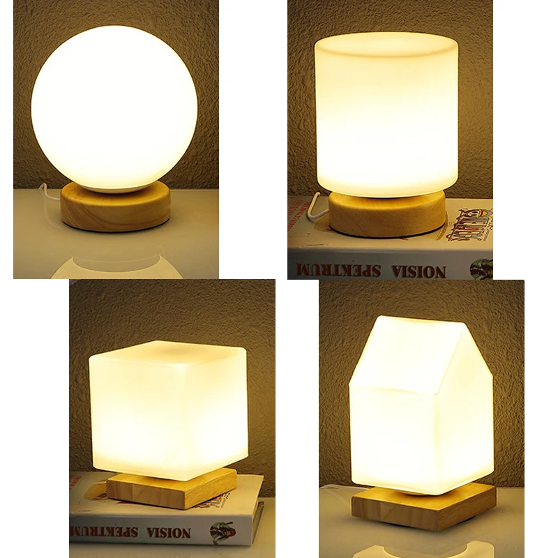 LED Night Light Cube Cylinder Ball Lamp USB Plug Home Bedroom Decor Creative Gifts For Children Kids Couple