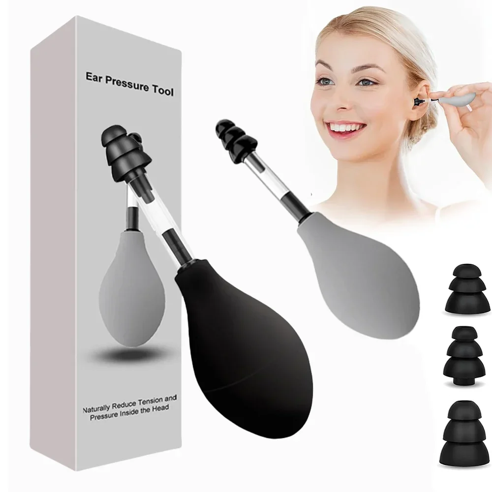 Ear Pain Relief Tool Natural Ear Pressure Relief Device, Ear Pressure Relief Device Reduces Tension with 3 Sizes of Earbuds