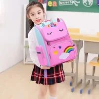 Mochila escolar para niña con estampado de unicornio impermeable de gran capacidad