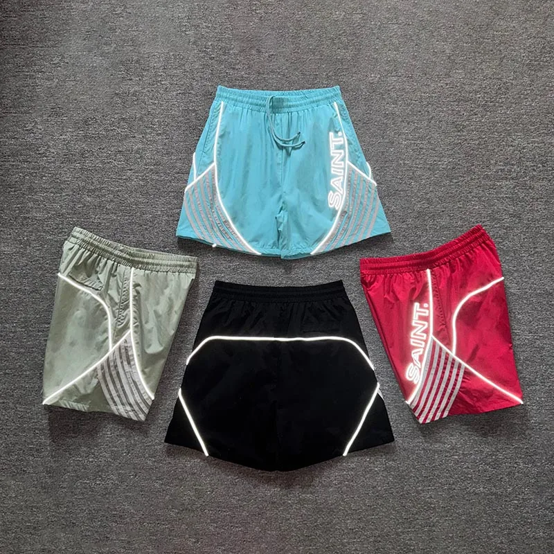 2026 Summer New SAINT Unisex Shorts Elastic Waist Vertical Letter Stripe Side Print Sports Shorts