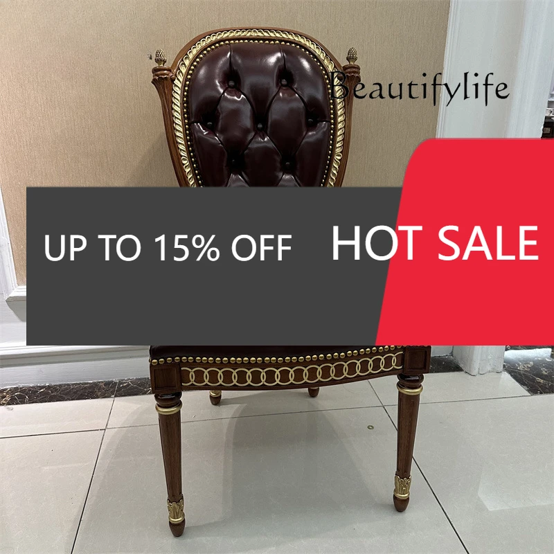 

Итальянский средневековый обеденный стул из массива дерева с резьбой в виде цветов, простой домашний стул с спинкой для отдыха