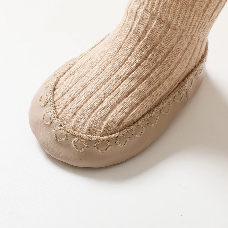 2023 Baby Girls Spring New PU Sole Floor Socks Non-Skid Infant Toddler Lace Socks Shoes Princess High Quality Cotton Baby Shoes