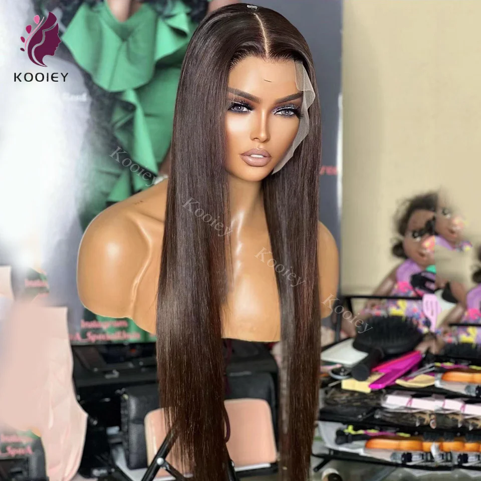 2# Straight Lace Front Wig Dark Brown 5x5 Silk Base Scalp Wig Ttransparent Lace Wigs For Women Human Hair 13x6 Lace Frontal Wig