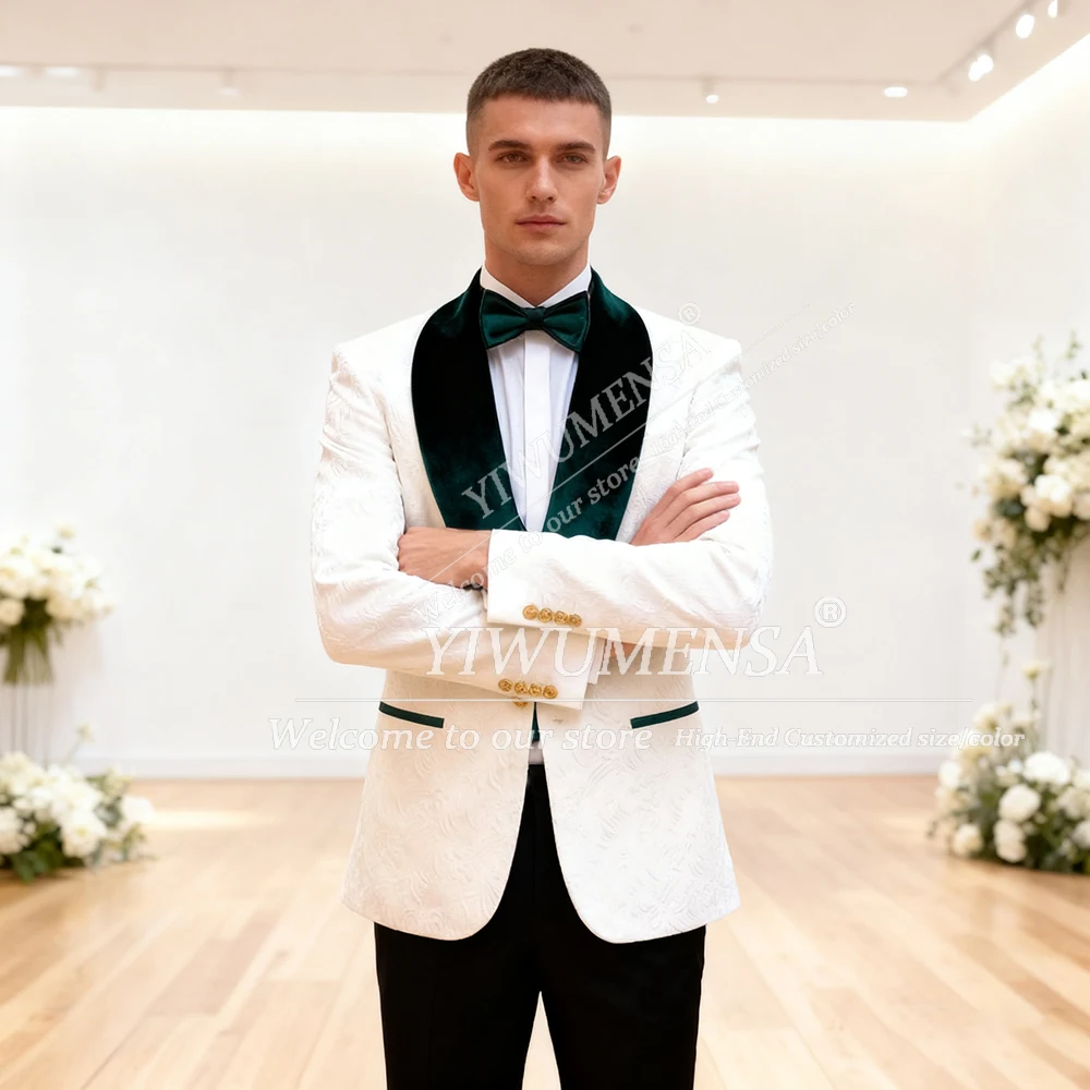 

White Floral Wedding Suits Elegant Banquet Prom Party Dress Tailore Made 3 Pieces Formal Business Office Blazer Vest Pants 2023