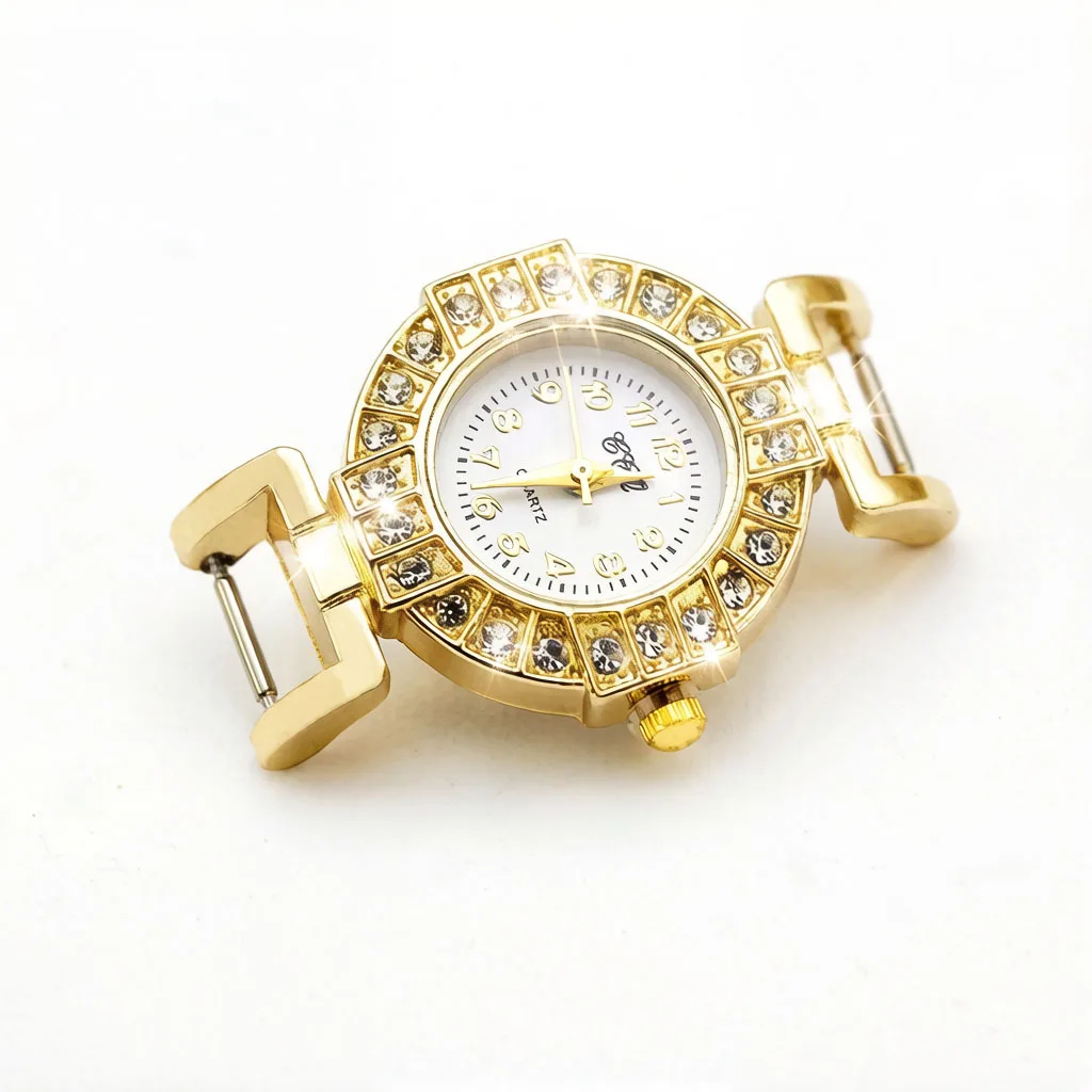 Shsby Diy personality Golden Watch header matching jewelry Small black flowers watch table Watch accessories wholesale