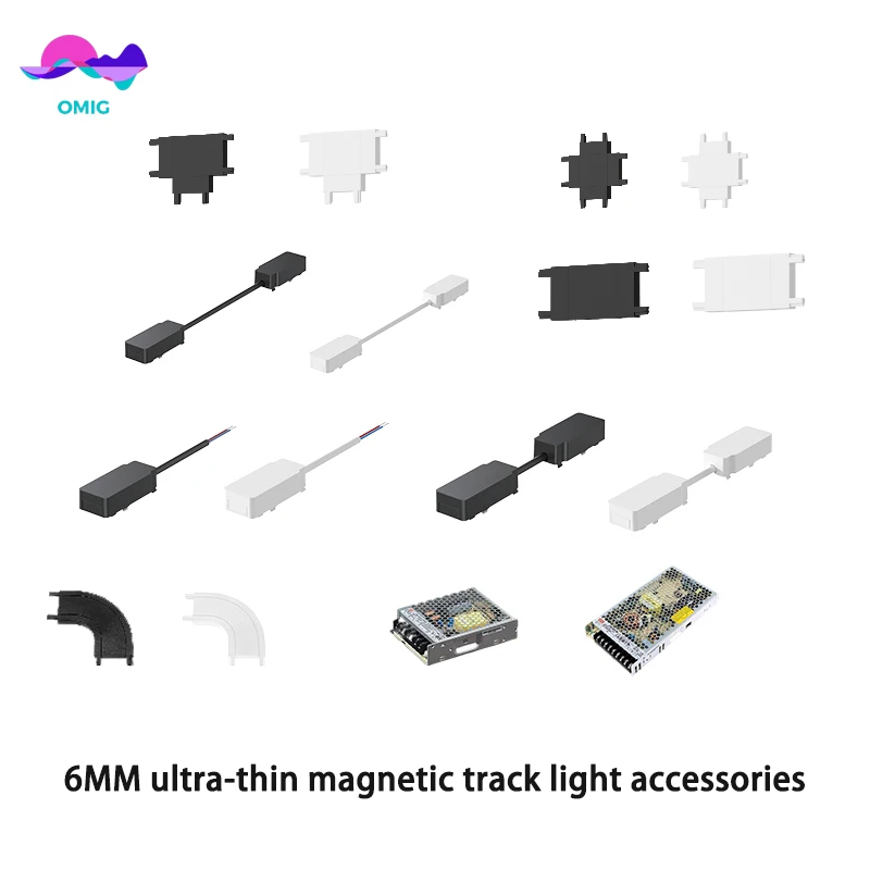 6MM Ultra Thin Magnetic Track Light Flexible DC48V Magnet Aluminum Accessories Connector Magnet Track Light System For Home