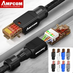 AMPCOM Crimp Free RJ45 Connector, Tool Less UTP 1000Mbps CAT6/CAT6A Modular Plug for Stranded Solid Lan Ethernet Cable
