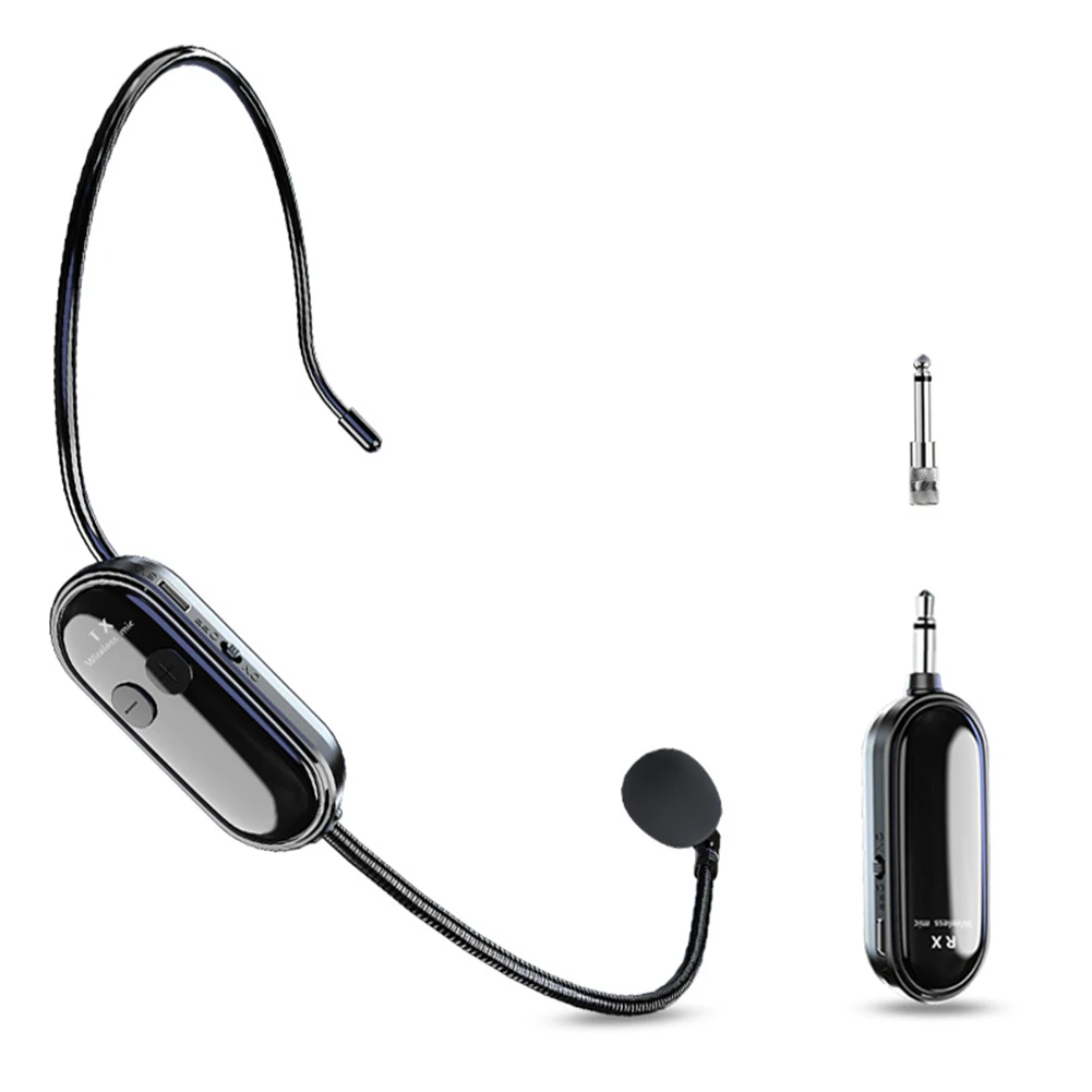 Casque sans fil 2.4G et micro portable 2 en 1, tête longue portée, micro portable 2 en 1 pour amplificateur vocal, haut-parleurs de scène, enseigner