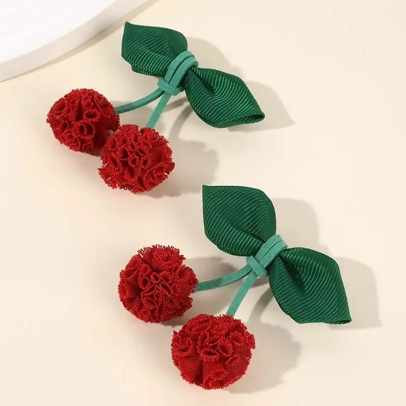 دبوس شعر للفتيات بعقدة من Oaoleer-cherzy ، كرة دانتيل لطيفة ، مشبك شعر بزهرة ، مشابك فواكه ، إكسسوارات أغطية رأس ، موضة الأطفال ، 2 فيفة