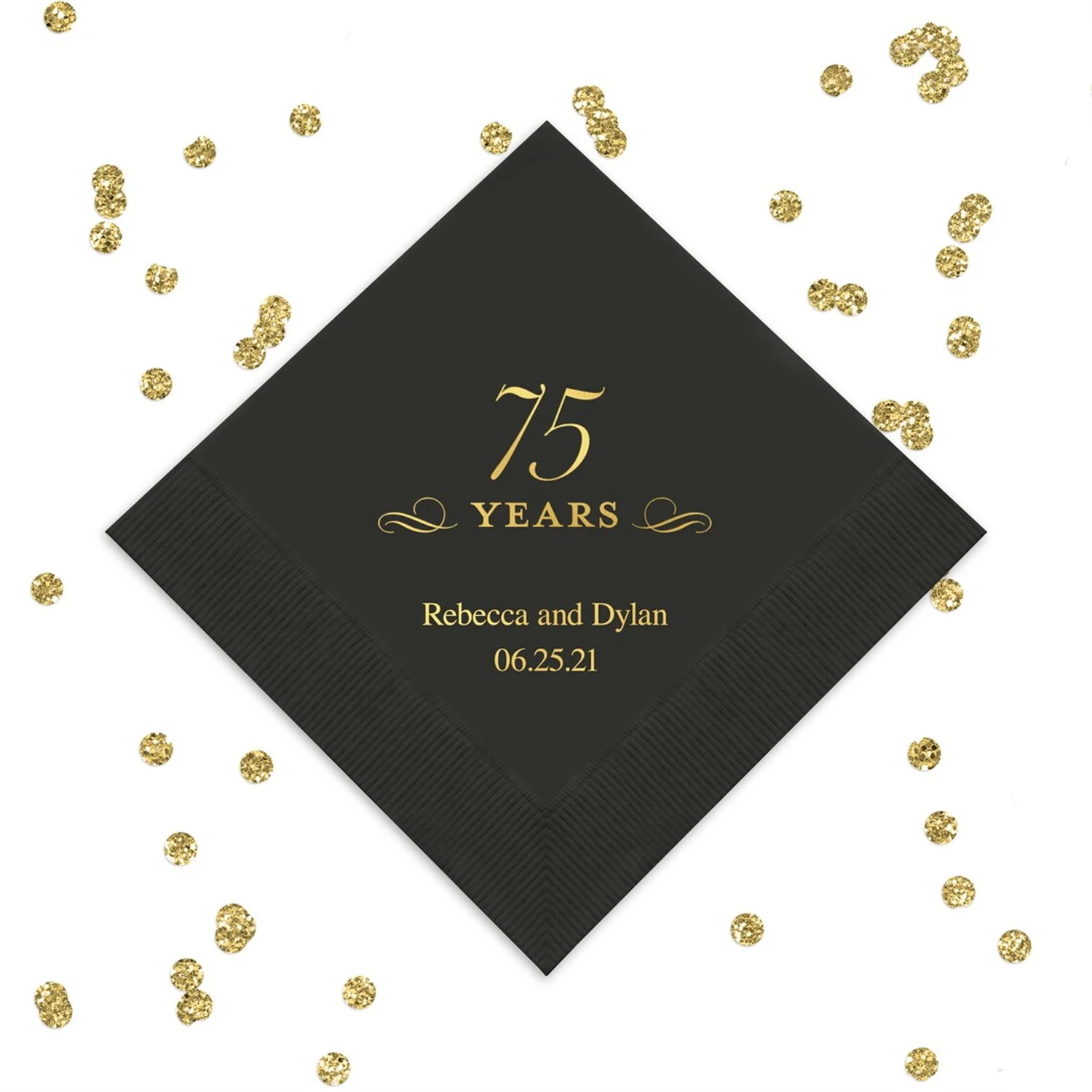 

50 PCS 75 Years Design Personalized Napkins - Custom 75th Birthday Party Napkins - 75th Anniversary - Foil Printed Napkins - Set