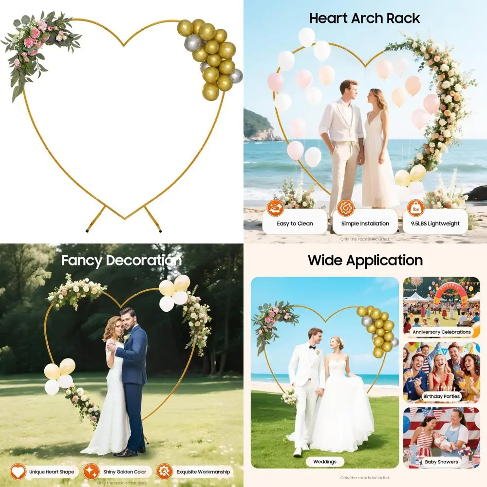 

Elegant White 6.7FT Heart-Shaped Metal Arch for Wedding Floral and Balloon Decor