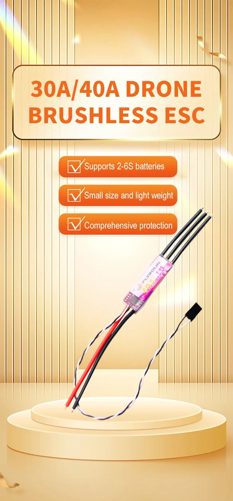 4 個 40A ブラシレス ESC 2-6S 電子スピードコントローラー 5V 3A UBEC 3.5 ミリメートルバナナヘッド RC FPV Quadcopter 飛行機ヘリコプター用