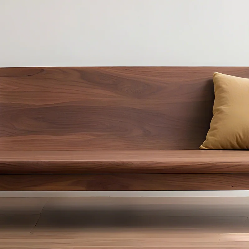 Nordic Zen living room straight sofa modern simple walnut solid wood sofa lobby hotel reception area furniture