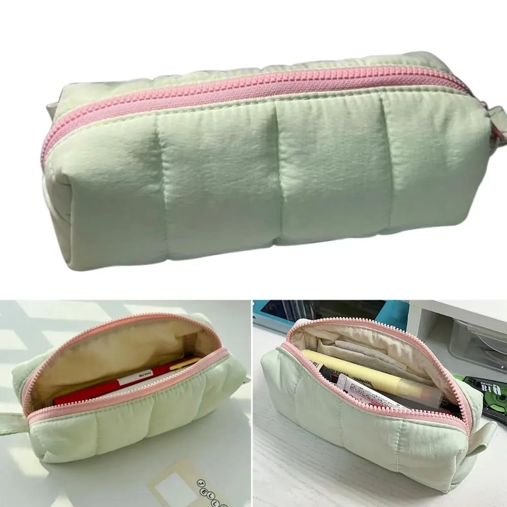 Astuccio portatile in poliestere verde latte Astuccio per matite di grande capacità Organizzatore di cancelleria Forniture per ufficio