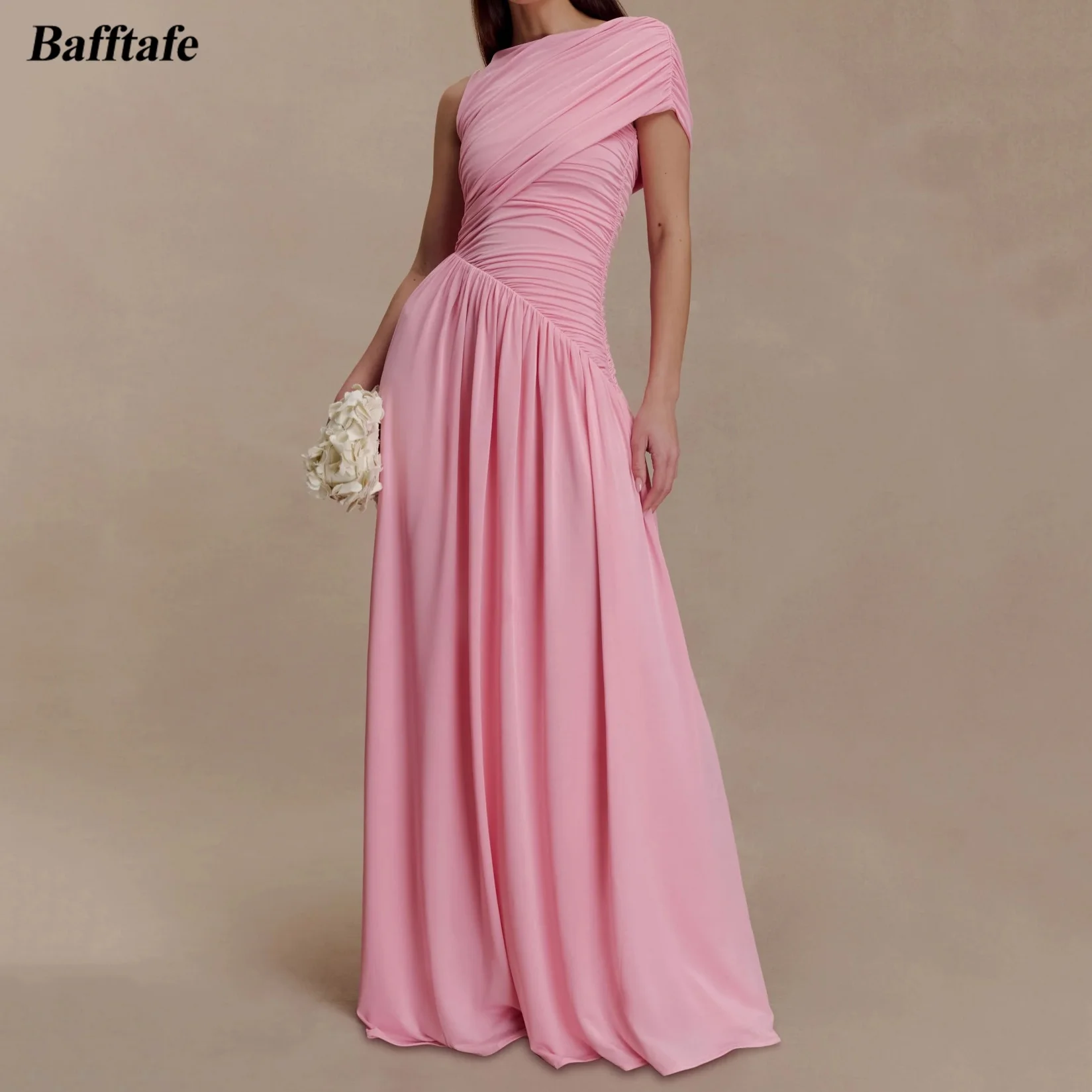 

Bafftafe Pink Chiffon Customized Formal Party Prom Dresses Pleated Women's Evening Gowns Wedding Guest Bridesmaid Gowns 2026