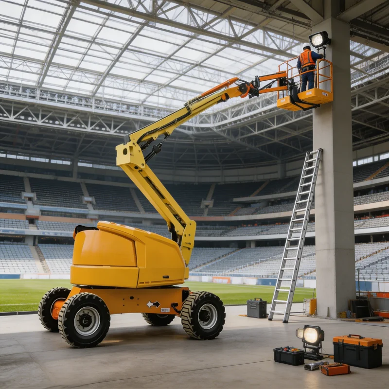 Rough Terrain Self Propelled Articulating Boom Lift 14m Diesel Cherry Picker For Infrastructure Projects Gear