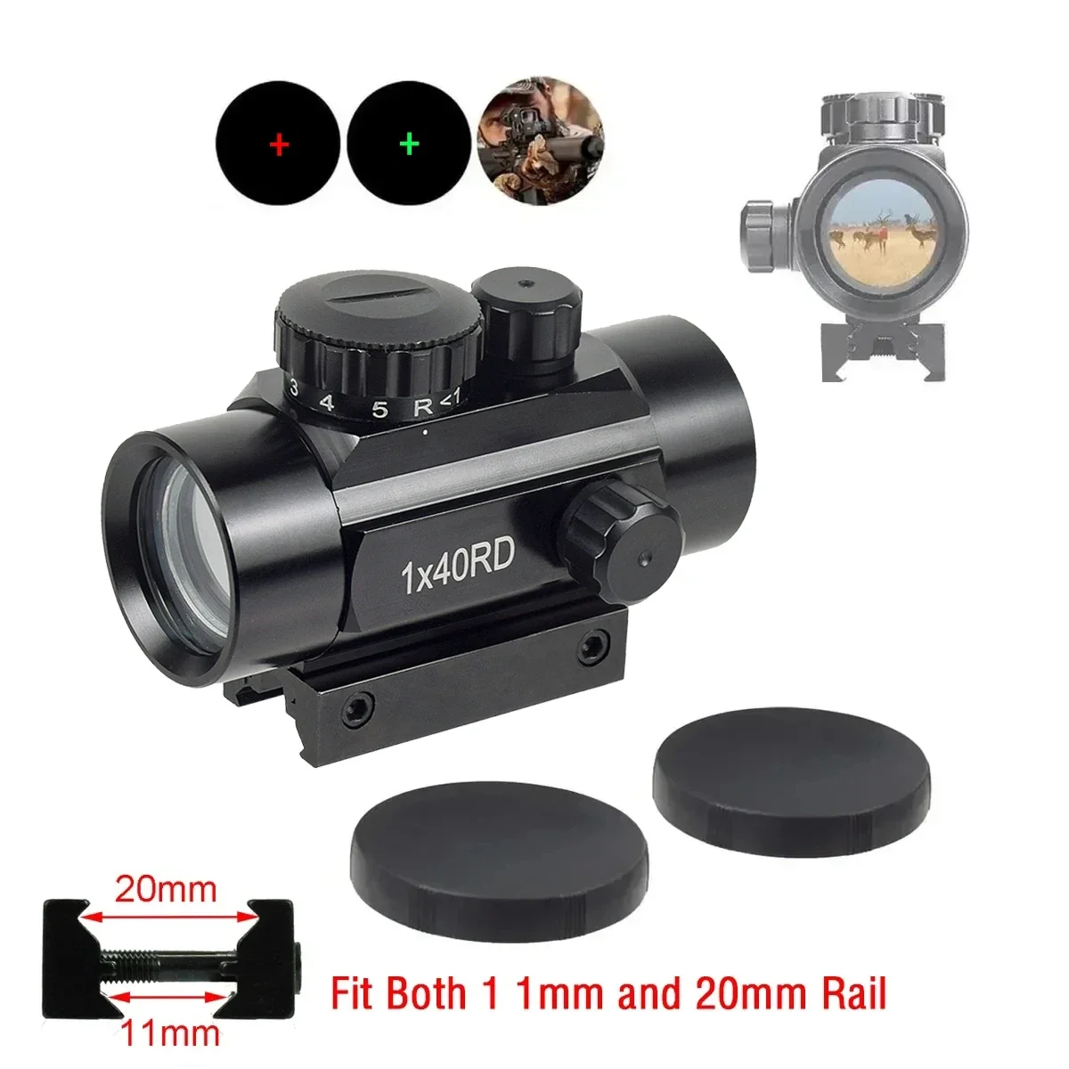 

Tactical Metal 1X30 1X40 Holographic Red Green Dot Sight Scope Optics Riflescope Collimator Sight For 11mm/20mm Pictinny Rail