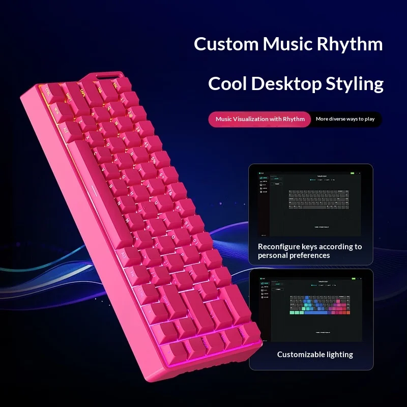 Fv K68 Tri Mode Wireless Connection 68 Keys Rgb Backlit Ergonomic Mechanical Switch Gaming Keyboard For Esports Gamers Pc Laptop