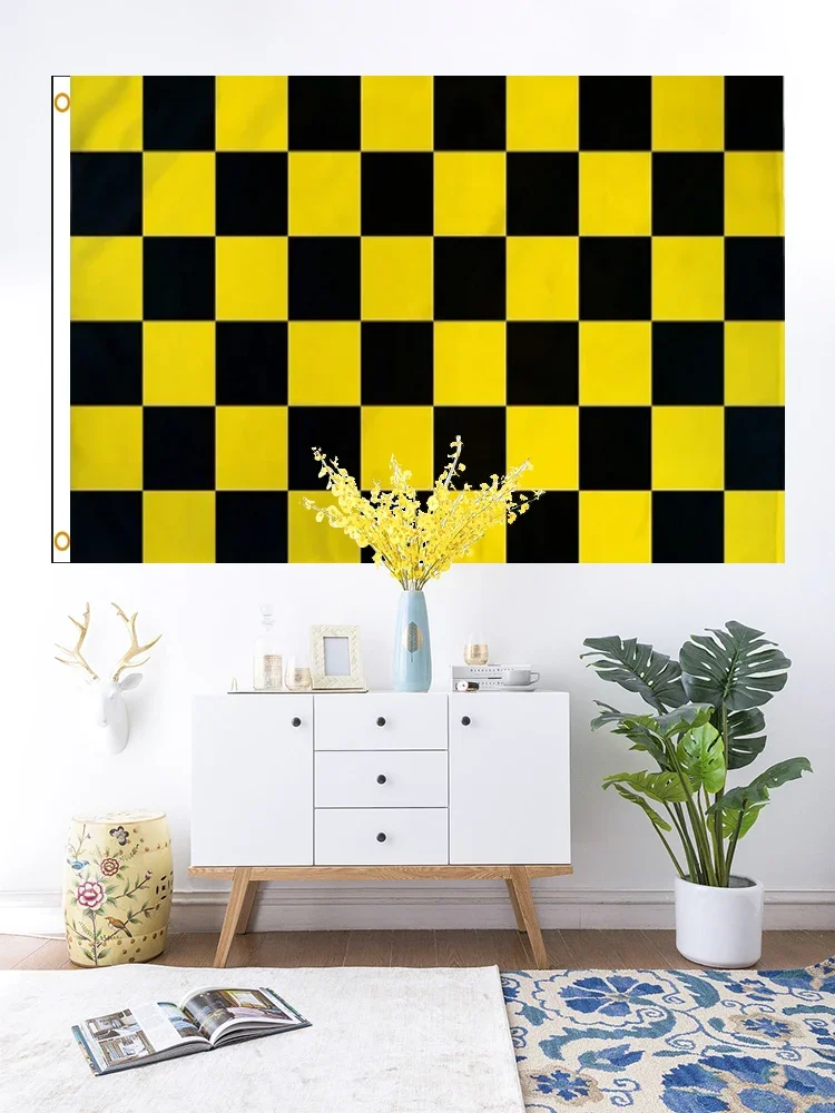 90*150cm Black and Yellow Check Flag Checkered Banner