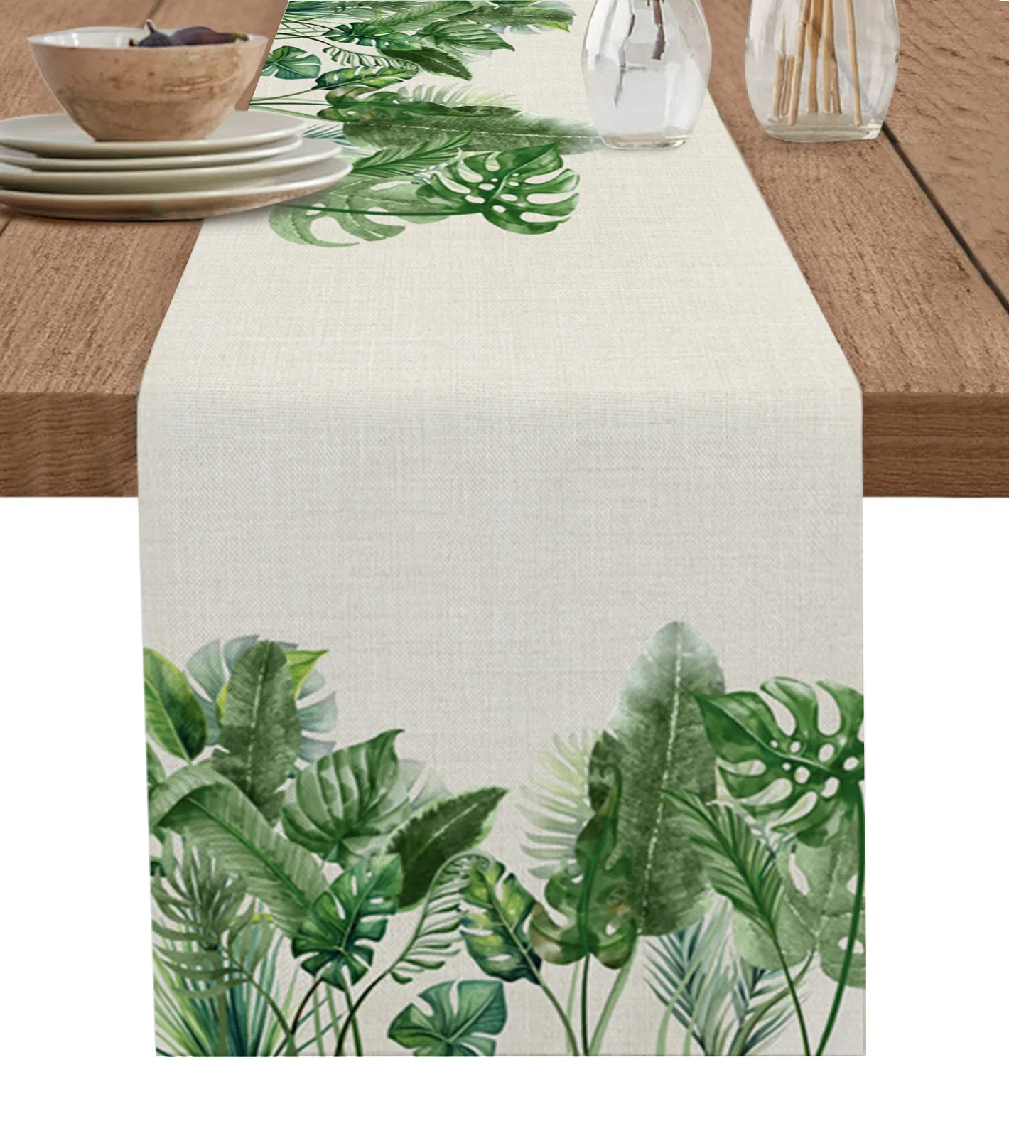 Hand-Painted Flowers And Tropical Plants Table Runner Decoration Home Decor Dinner Table Decoration Table Decor