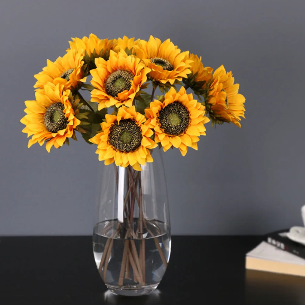 

5pcs Simulation Sunflower Decor Artificial Sunflower For Home Wedding Photography Prop Fake Flower Decoration Yellow Retro Style