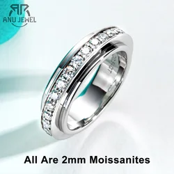 AnuJewel Moissanite Spinner Eternity Band Rings 14k Gold Plated Fidget Spinners Wedding Band Ring Unzip Jewelry Gifts Wholesale