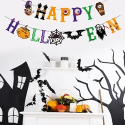 1 zestaw Halloween wiszący baner trznadel dynia duch nietoperz papierowy baner ozdoby w tle Halloween terror strona dekoracji