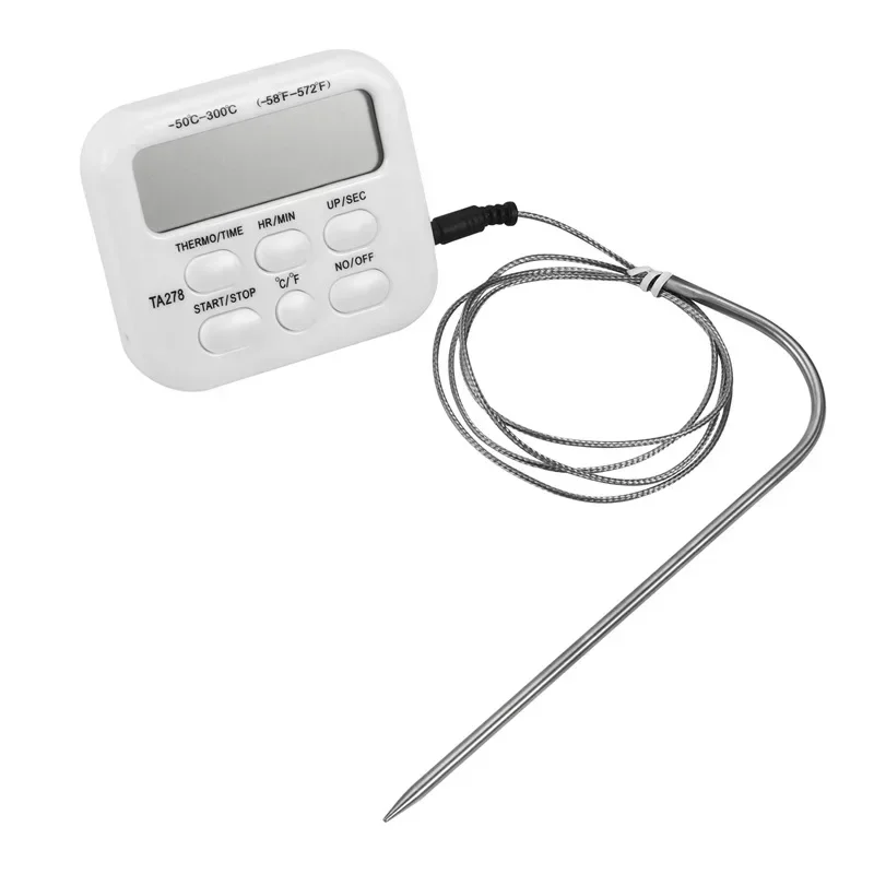 Digital Kitchen Thermometer Stainless Steel Probe Meat BBQ Food Temperature Barbecue Cooking Tools Alarm TA278