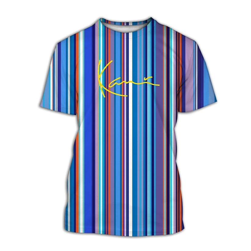 Men'S Summer Striped Pattern Fashion 3d Printed T-Shirt O Neck Short Sleeve Vintage Street Fun Casual Personality Plus Size Top