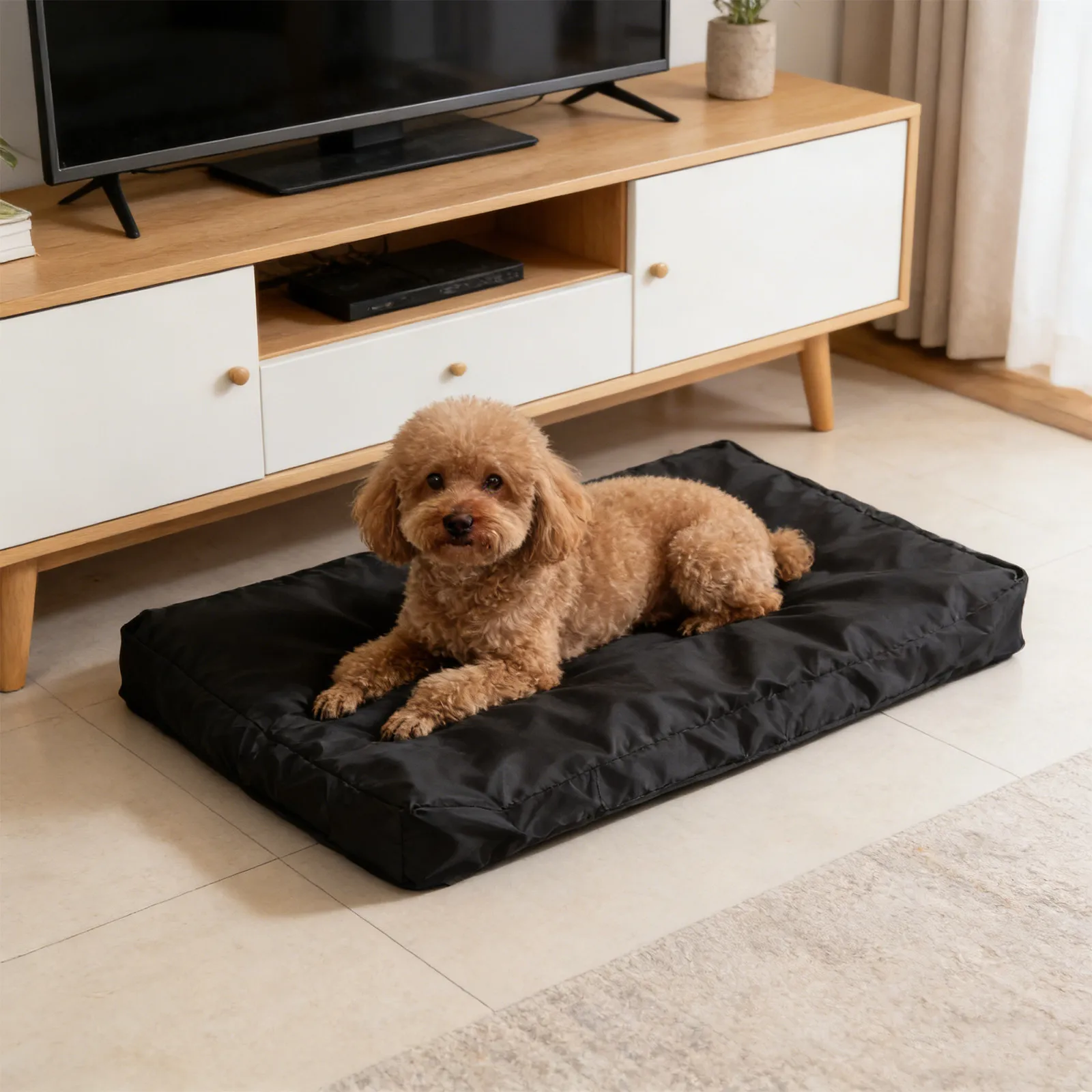 Black Waterproof Dog Mattress Cover Oxford Fabric Removable Washable Zippered Pet Bed Protector Replacement Cover Indoor Outdoor