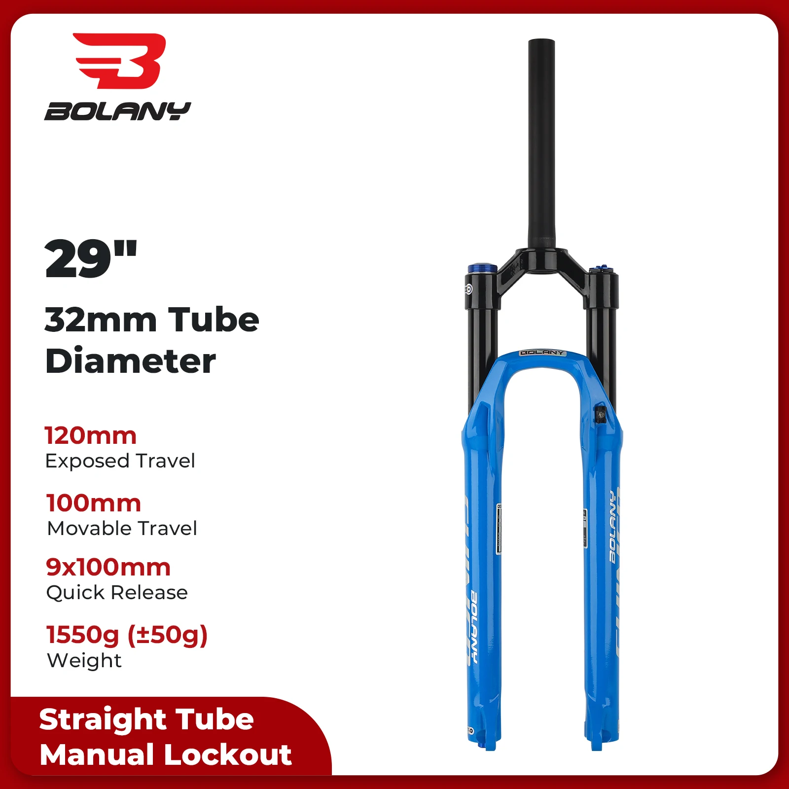 thumbnail interactive-video image 1 of BOLANY 27.5/29" MTB Air Fork - 34mm Stanchions 120mm Travel Suspension Fork 1 of 5