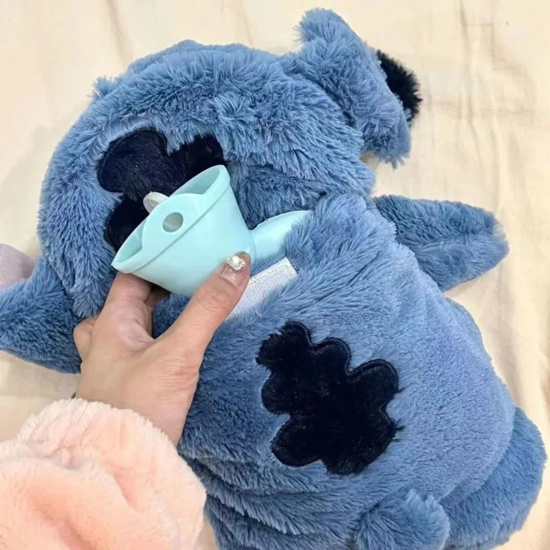 Dis Blue Plush Hot Water Bottle Winter Cute Anime Women\'s Home Water Filling Hand Warmer Little Monster Gift For Girlfriend