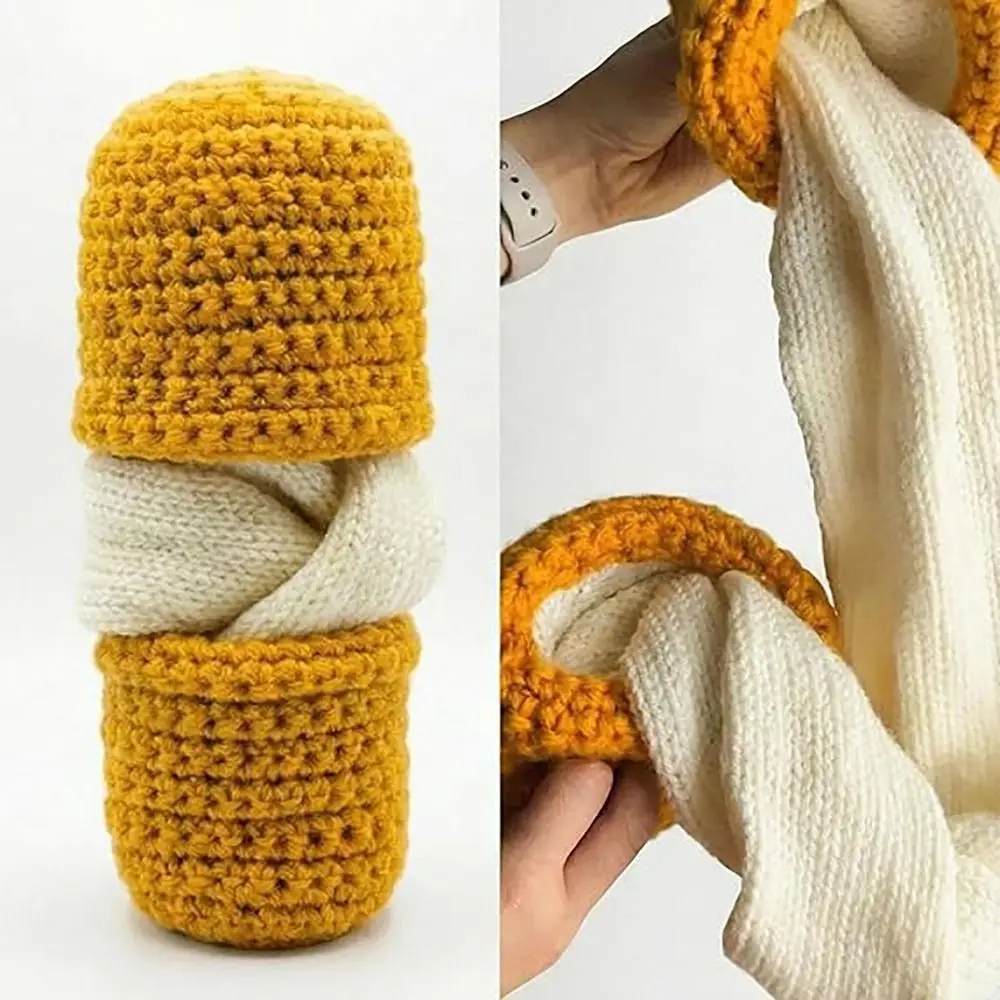 

Унисекс теплый шарф-бахилы в виде мозареллы, ветрозащитный, с карманами для рук, вязаный вручную, утолщенный, милый длинный шарф на шею, подарок для гурманов