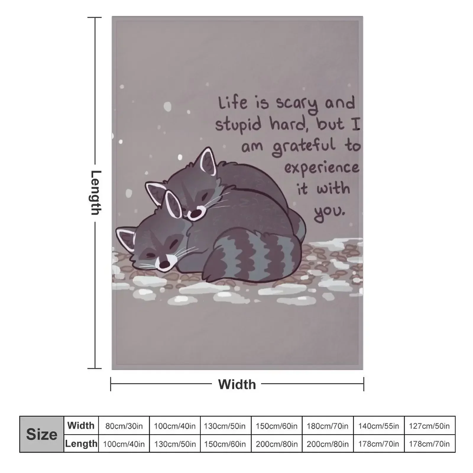 I Am Grateful to Experience it With You Snuggly Raccoons Throw Blanket Bed Fashionable Soft Plaid Blankets For Bed Soft Blankets