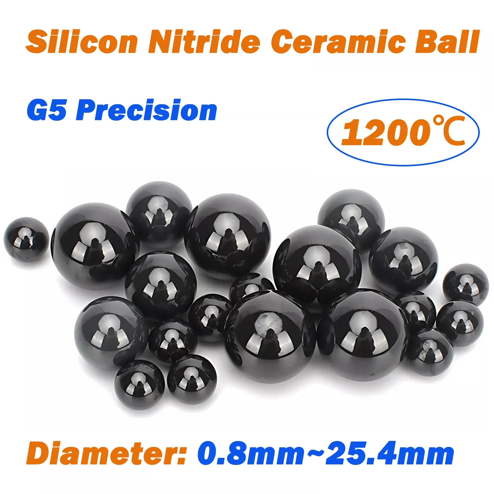 Silicon Nitride Ceramic Ball Grade G5 Dia 0.8/1/1.2/1.5/1.588/2mm~25.4mm Resistant To 1200℃ High Precision Solid Bearing Balls