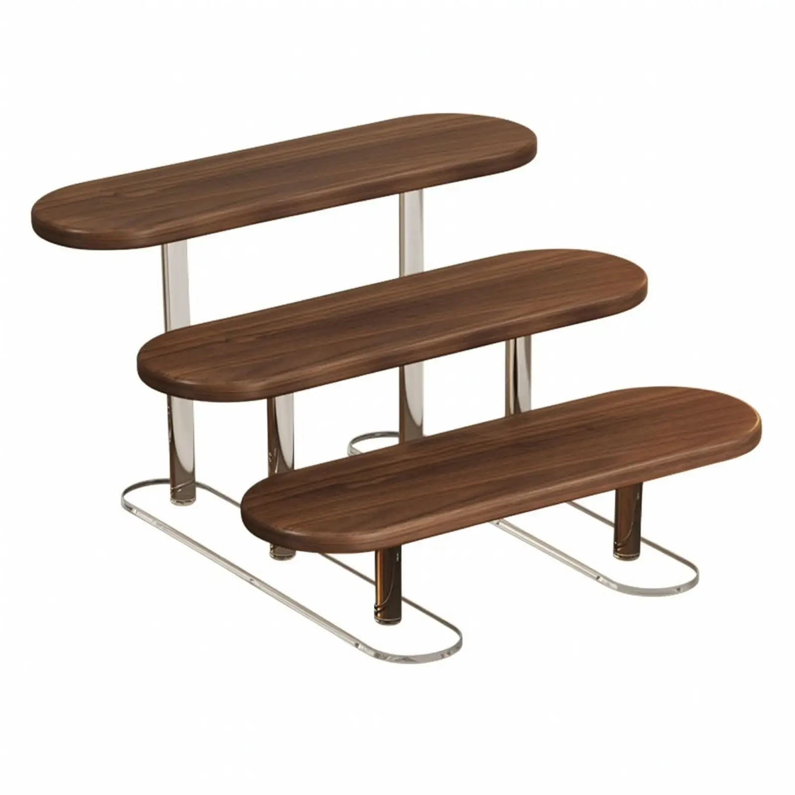 Tabletop 3-Tier Display Stand Compact Stepped Display Rack Sturdy Three-Tier