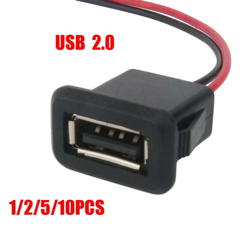 1-10pcs 2 Pin 4 Pin USB 2.0 Female Power Jack 2P 4P USB 2.0 Charging Port Connector Data Interface with Cable USB Charger Socket