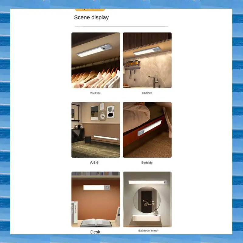 124LED أضواء استشعار الحركة درجات الحرارة الداخلية عكس الضوء تحت إضاءة الخزانة القابلة لإعادة الشحن أضواء الخزانة اللاسلكية ضوء الليل دائم