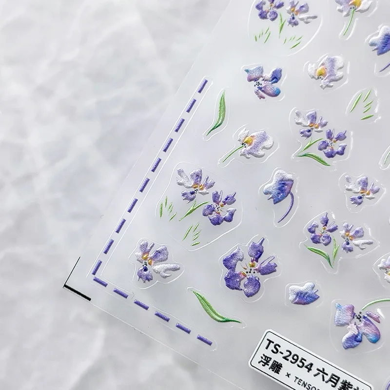 1 قطعة 5D الشتاء سترة نمط ملصقات الأظافر عالية الجودة لينة تنقش الأبيض القوس زهرة الورد ذاتية اللصق ملصقات الأظافر